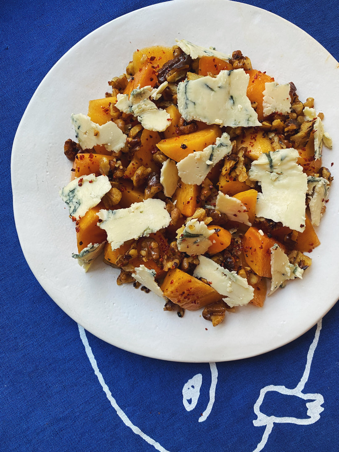 Persimmon, Toasted Walnut, Blue Cheese, & Fire Cider Salad